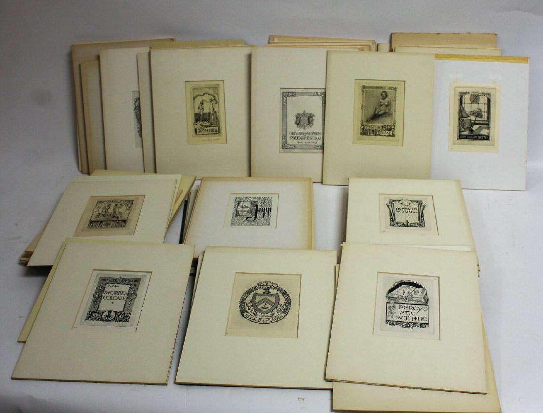 Estate Lot of Miscellaneous Book Plate Etchings(69) (1 of 5)