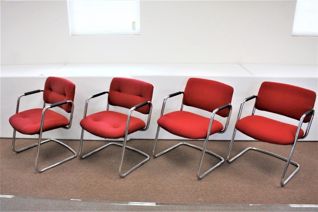 Set of Four(4) Steelcase Upholsted Chrome Arm Chairs (1 of 5)