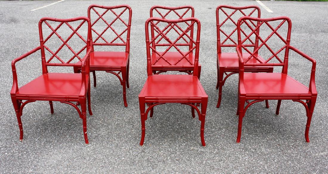 Set of Six(6) Chinese Red Lacquered Chairs (1 of 5)
