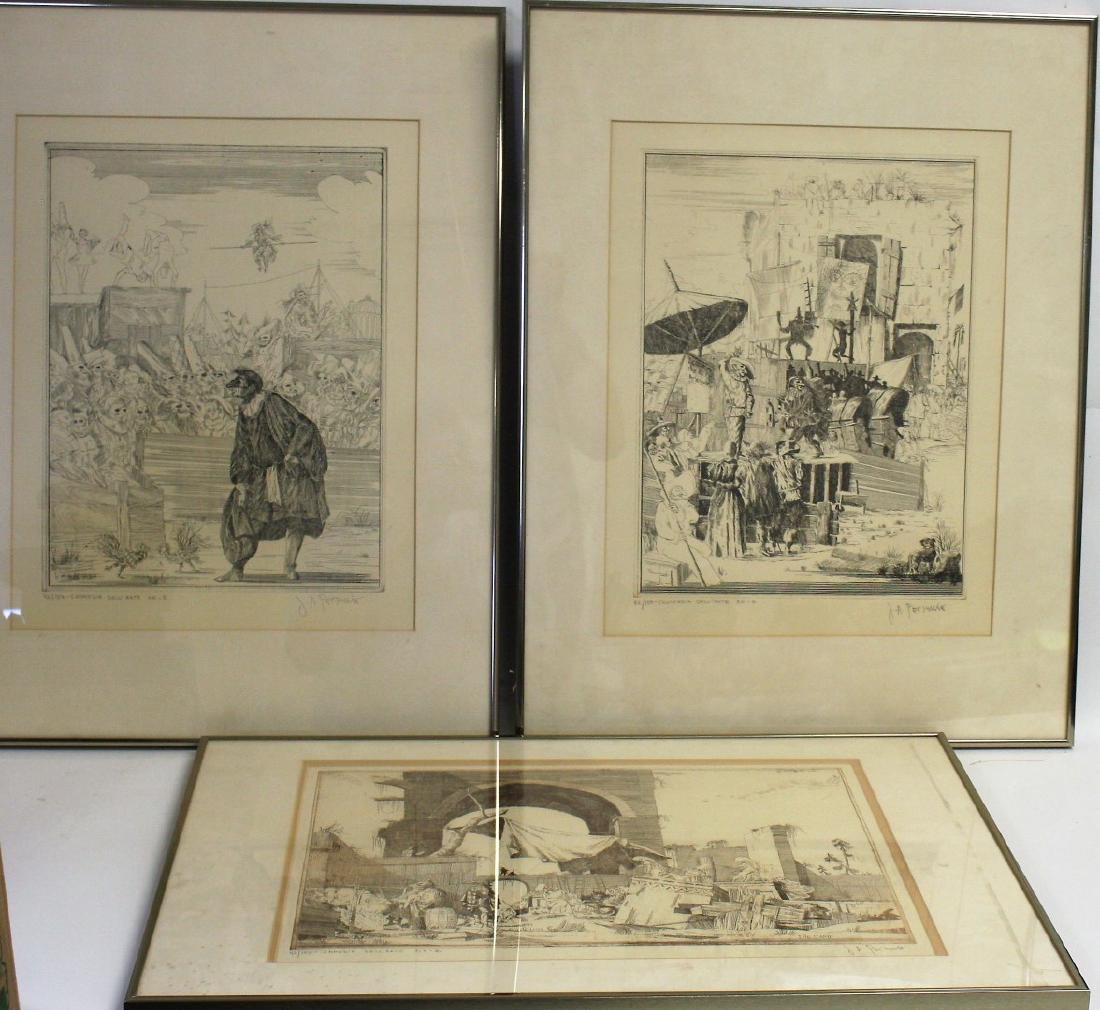 J.A. Pecshme; Three(3) 20thC. Lithographs Signed (1 of 7)