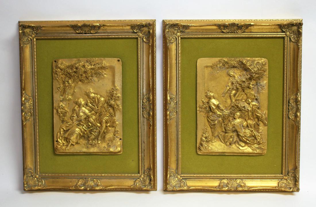 Pair of French Victorian Bronze Relief Plaques (1 of 6)