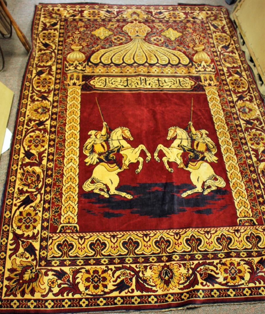 Islamic Wall Tapestry: Wall tapestry. Jesters on Horseback; 76in. X 50in.