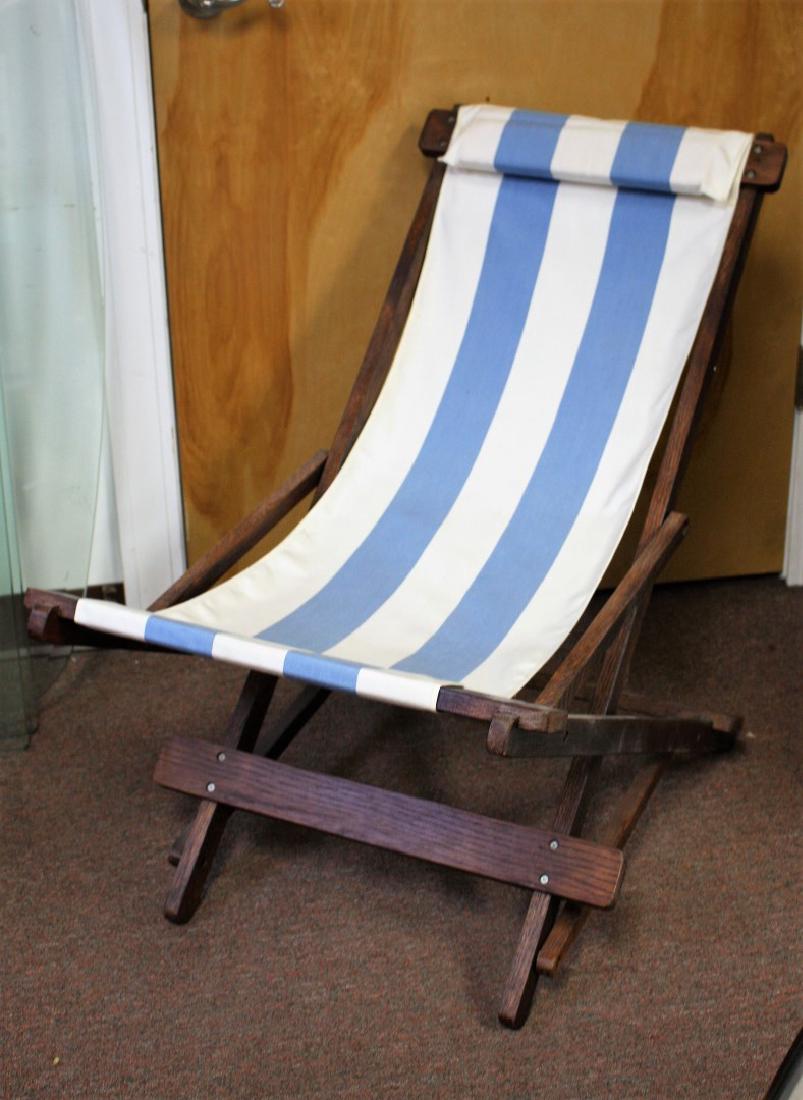 Vintage Wood and Canvas Folding Deck Chair (1 of 2)