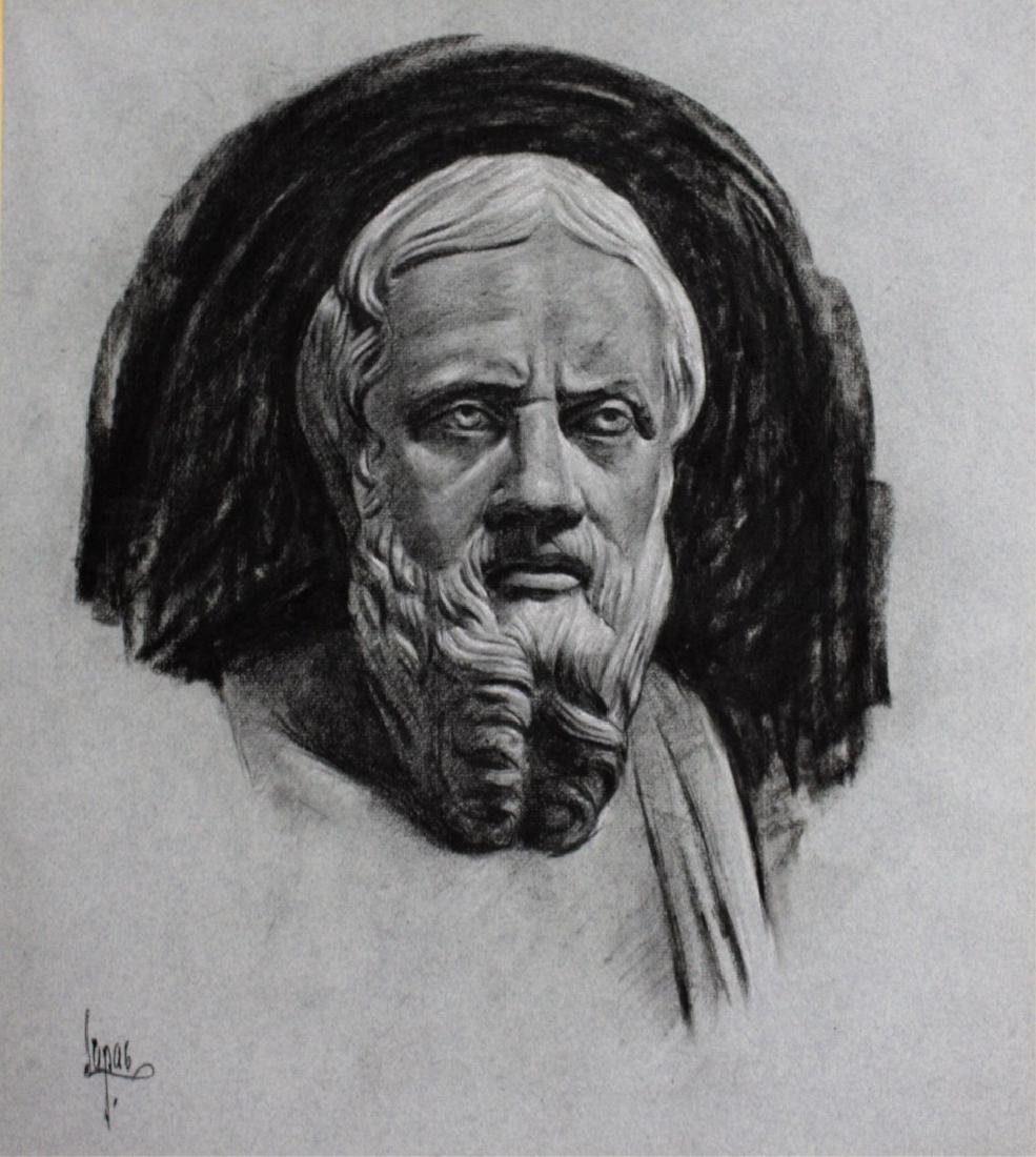 Louis Lupas; 20thC. American Charcoal Drawing Signed (1 of 4)