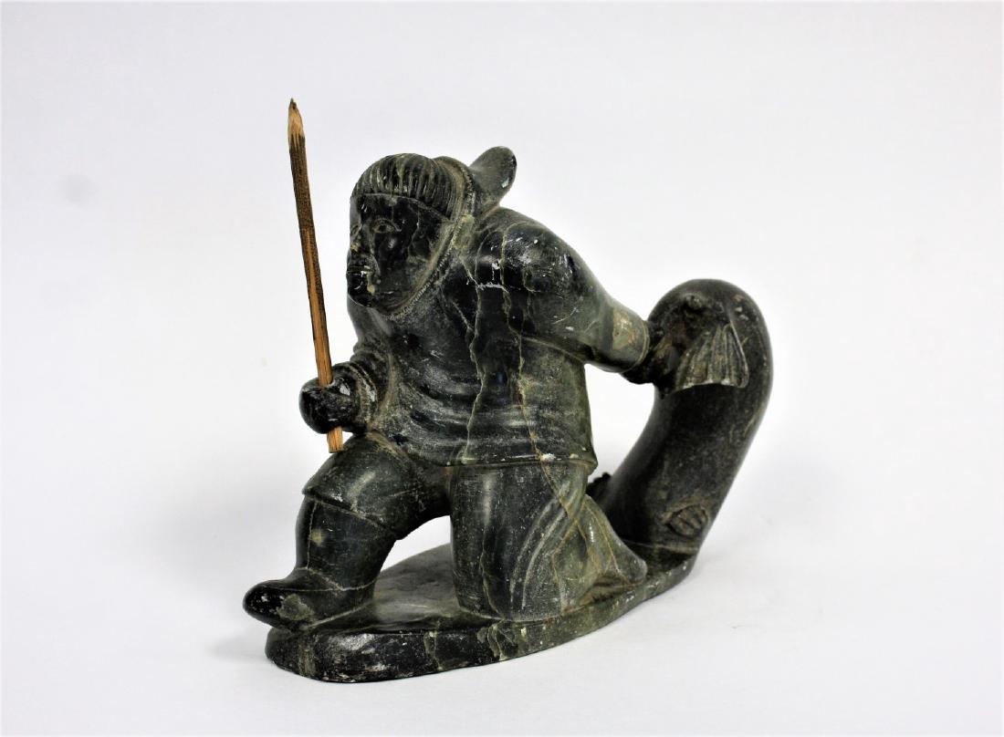 Inuit Stone Carving - Hunter with Seal (1 of 5)