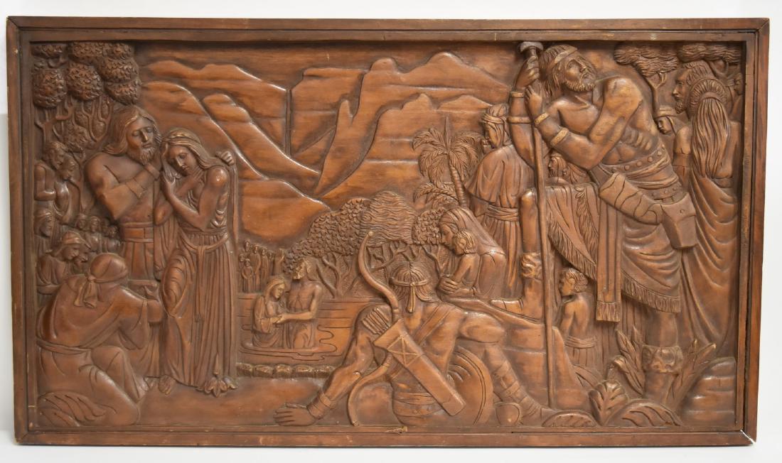 Early South American Carved Scenic Wood Plaque (1 of 7)