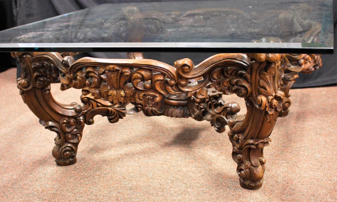 Ornate Carved Mahogany Coffee Table (1 of 5)