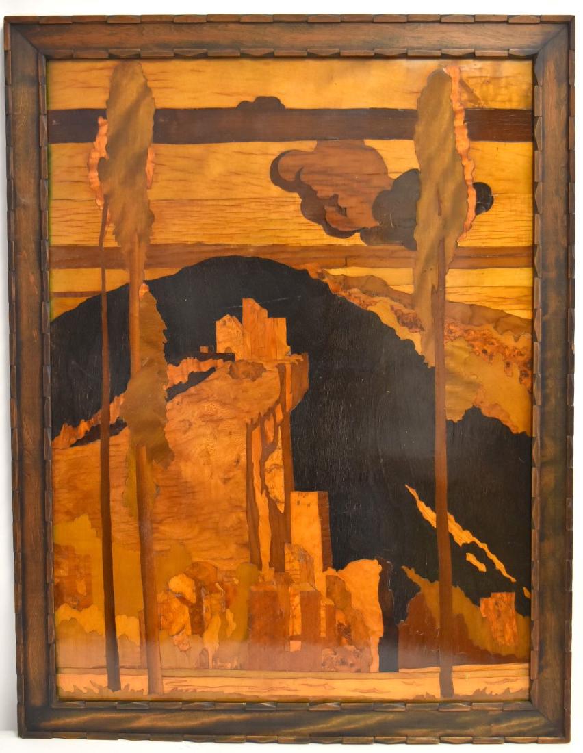 Arts & Crafts Marquetry Inlaid Plaque (1 of 5)