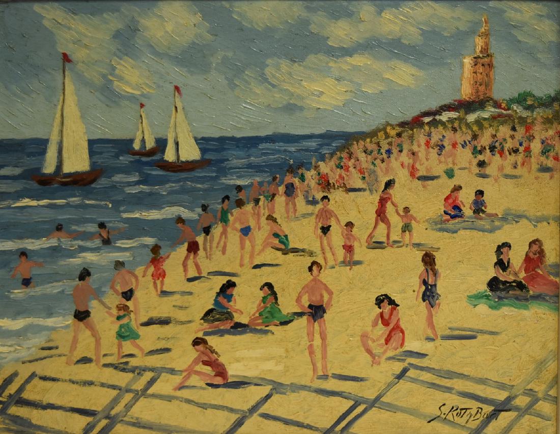Samuel Rothbort; 20thC. American Oil Beach Scene Signed (1 of 6)