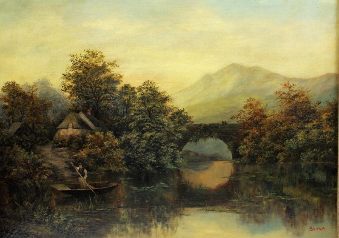 A. Bierstadt(after); Large Oil Landscape Signed (1 of 7)