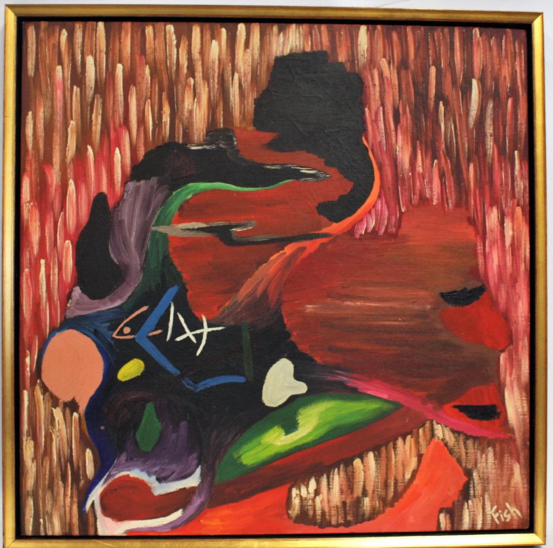 Fish; 20thC. Modernist Oil Abstract Composition (1 of 5)