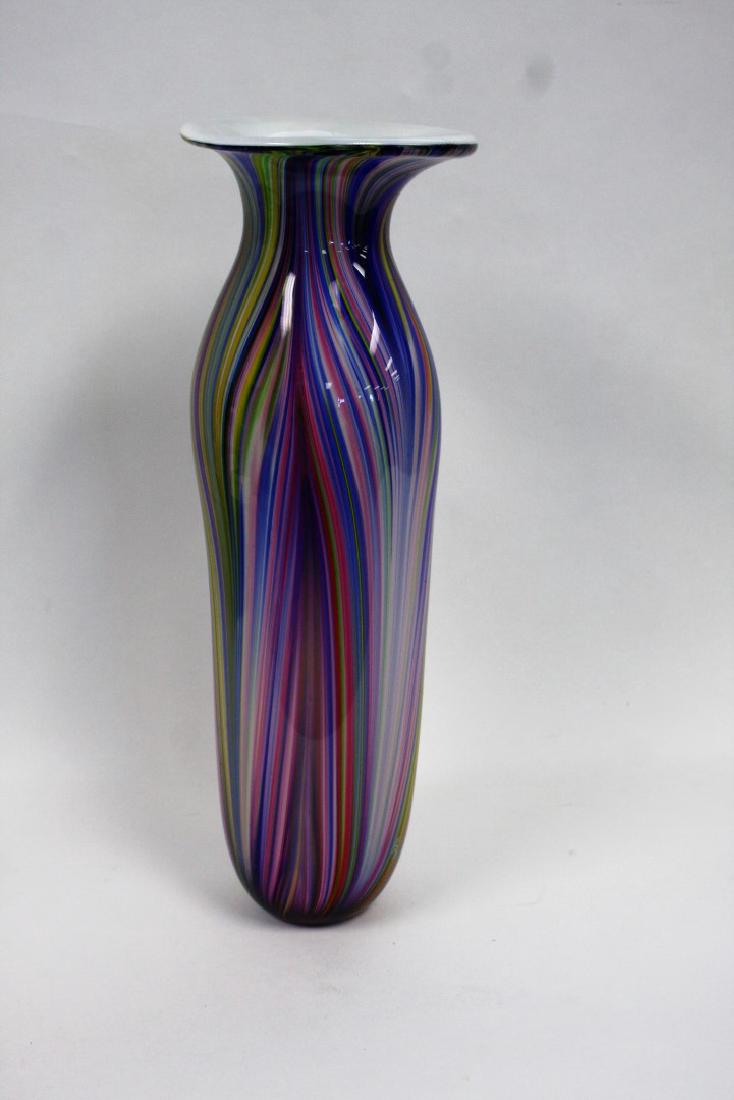 Studio Art Glass Vase: Multi colored art glass vase; 18in.H. x 6.5in.W.