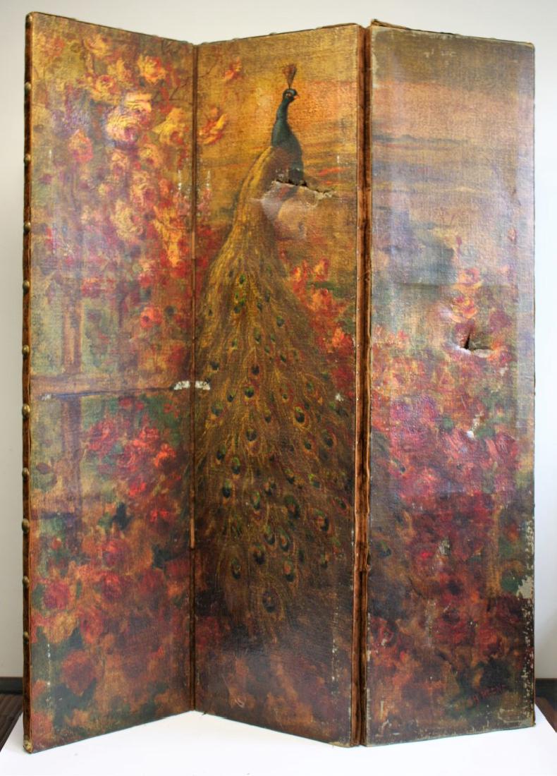 Caleb Keene; 19thC. Painted Dressing Screen (1 of 7)