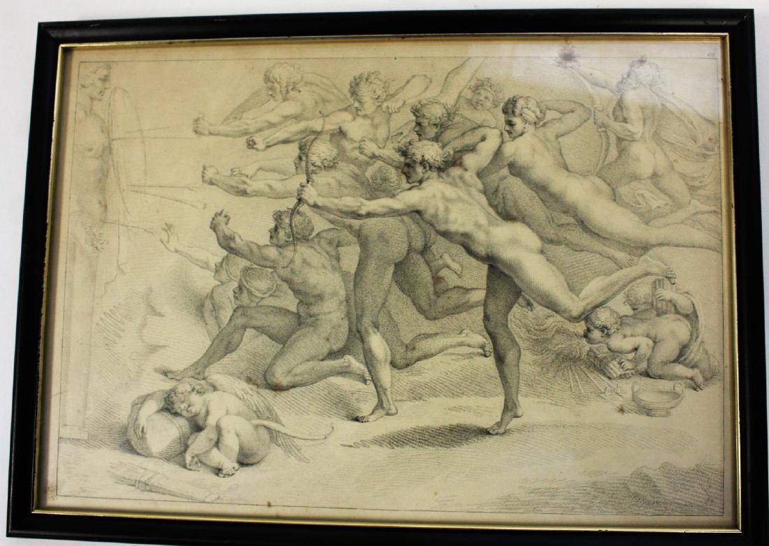 Continental School; Book Plate - Archers: Book plate print. Nude Male Archers. Unsigned; 8.5in. X 12.5in.(image size)