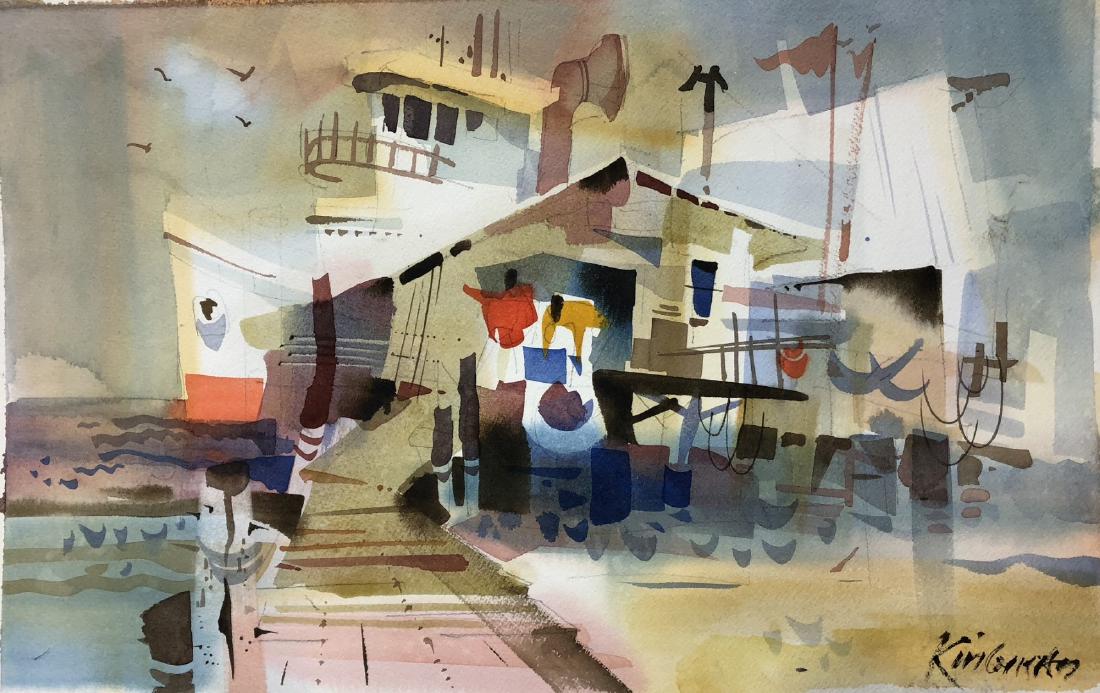 Dong Kingman; 20thC. Modernist Watercolor Signed (1 of 6)