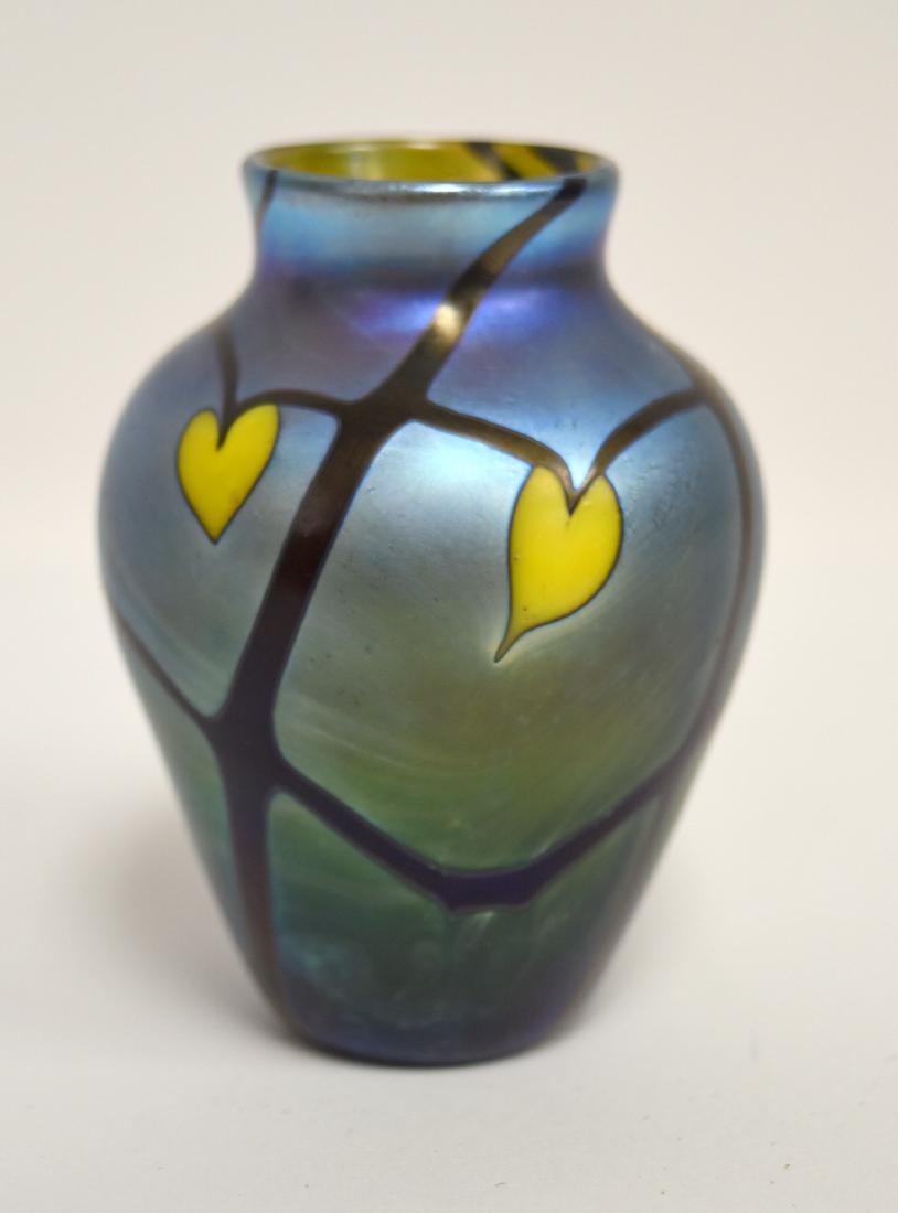 Orient & Flume Art Glass Cabinet Vase: Art glass cabinet vase. Signed and dated 1976; 3in.H. x 2.25in.W.