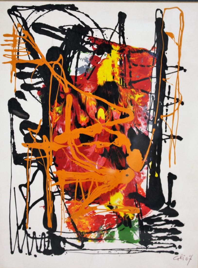 Cali; 20thC. Modernist Oil on Paper Signed (1 of 5)