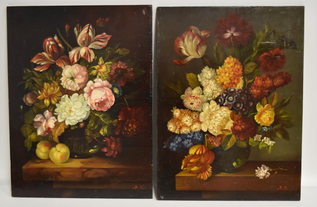 20thC. Continental School; Pair of Oil Still Life (1 of 8)