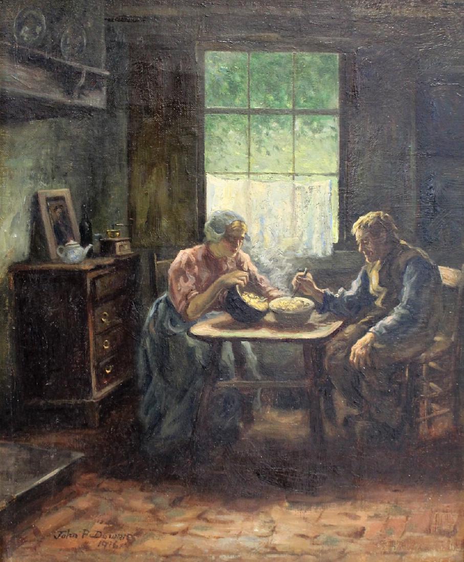 John P. Downie; English Oil  - Interior Scene Signed (1 of 6)