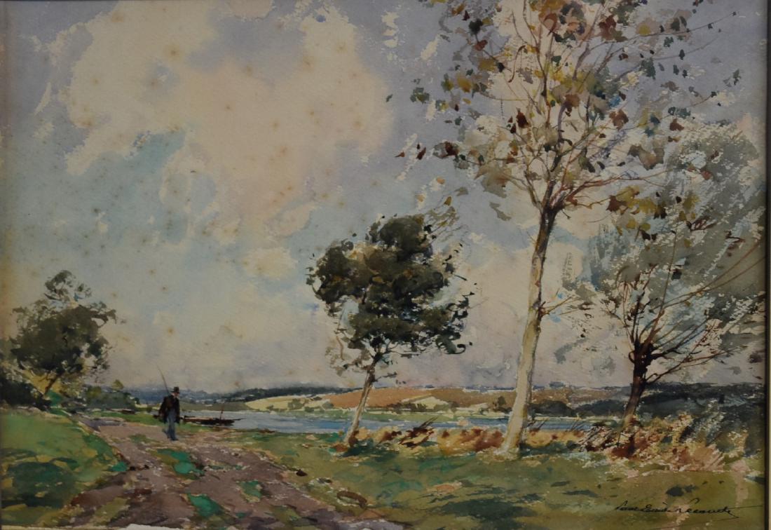 Paul Emile Lecomte; French Watercolor Landscape Signed (1 of 7)