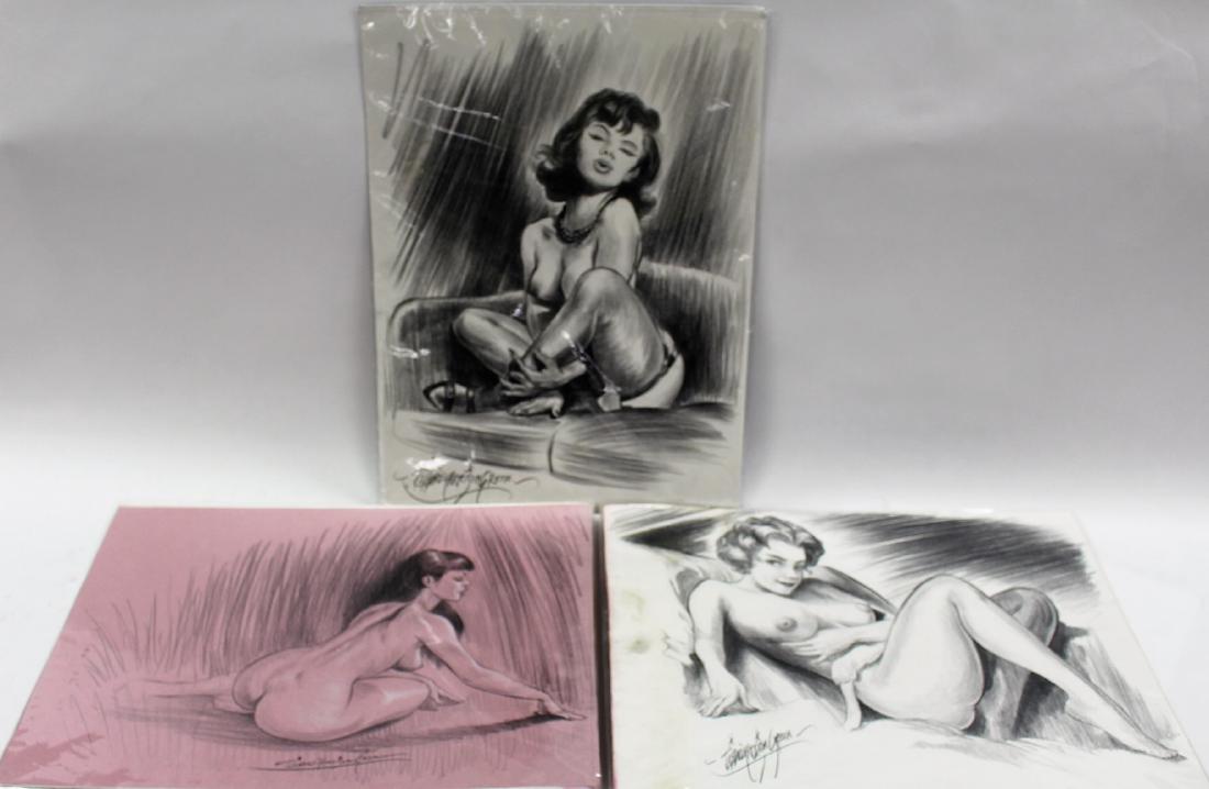 Richard Harrison Green; Three(3) Charcoal Illustrations (1 of 5)