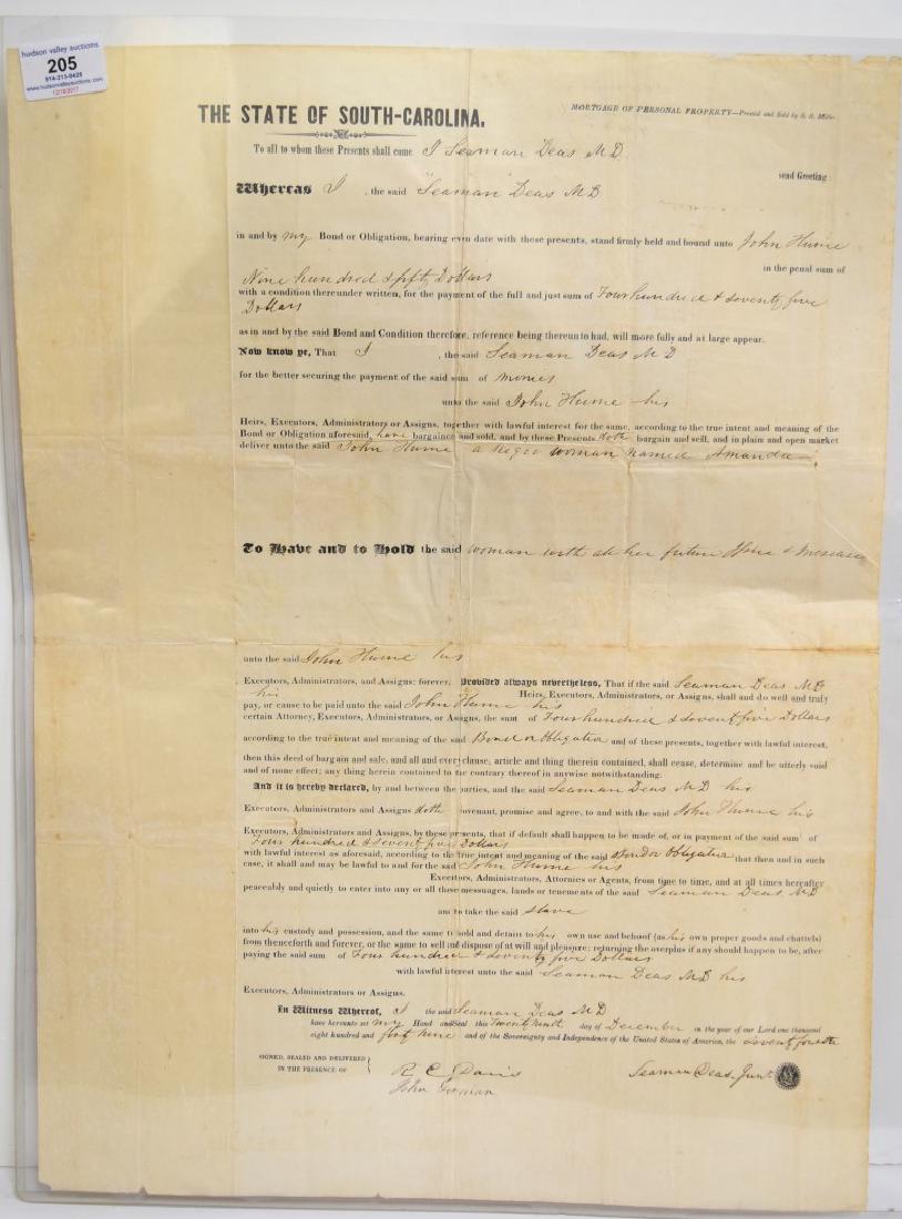 1849 South Carolina Slave Document (1 of 9)
