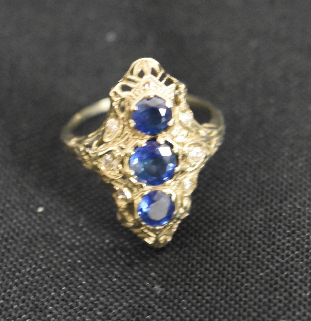 14K Gold, Diamond and Sapphire Ring (1 of 7)