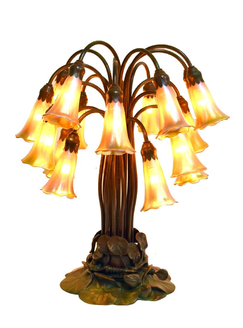 Tiffany Studios 18-Light Bronze and Glass Lily Lamp (1 of 10)