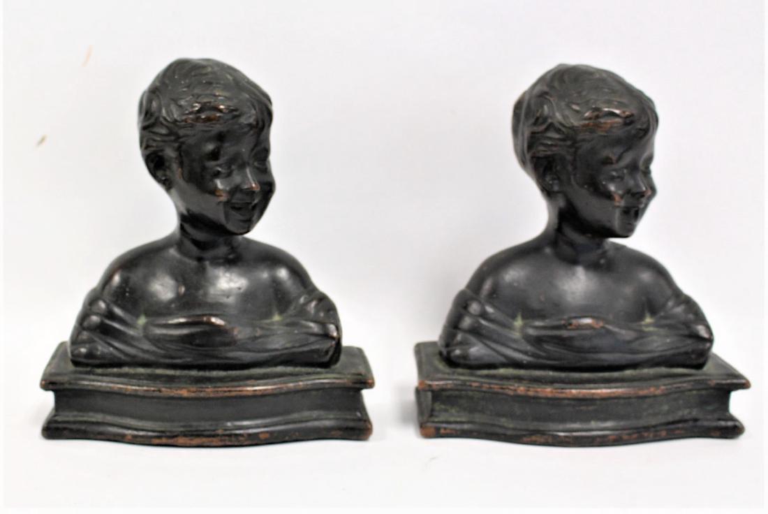 Pair of Bronzed Plaster Figural Bookends (1 of 7)