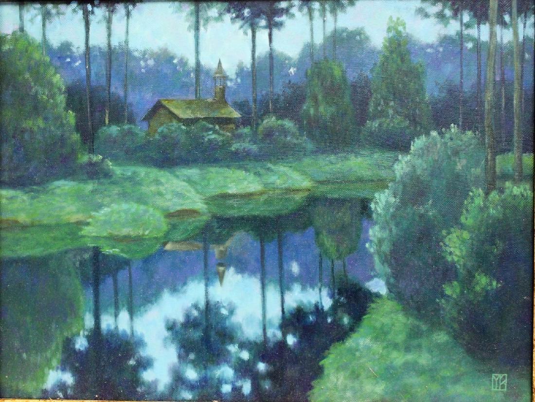 20thC. American School; Oil Nocturnal Reflections (1 of 5)