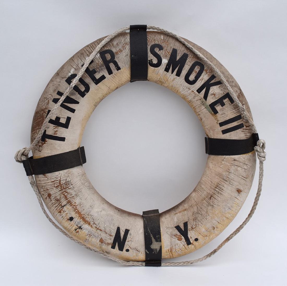 Vintage Life Preserver: S.S. Tender Smoke II life preserver; 28in.D.