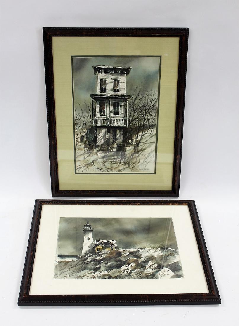 Robert Fabe; Two(2) 20thC. American Watercolors Signed (1 of 6)