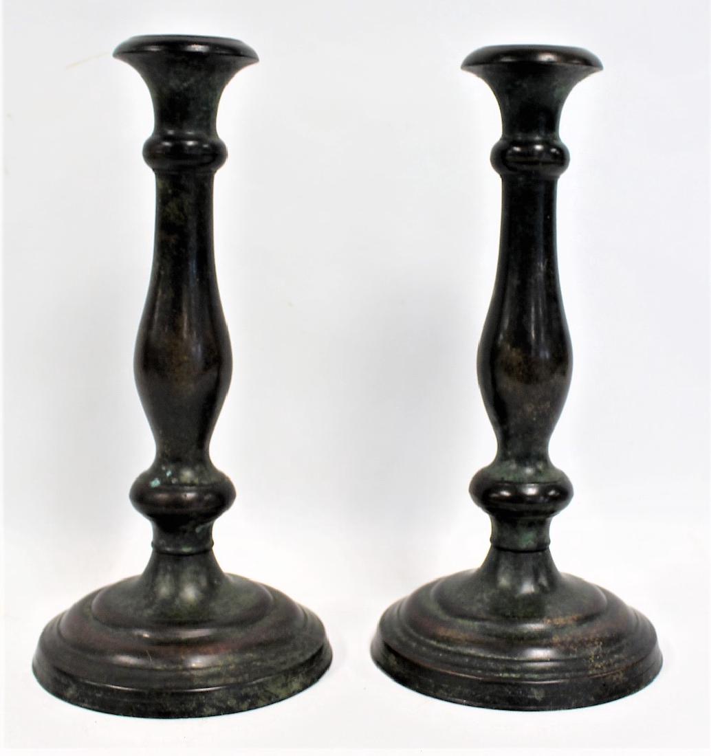 Pair of Heavy Bronze Candlesticks (1 of 5)