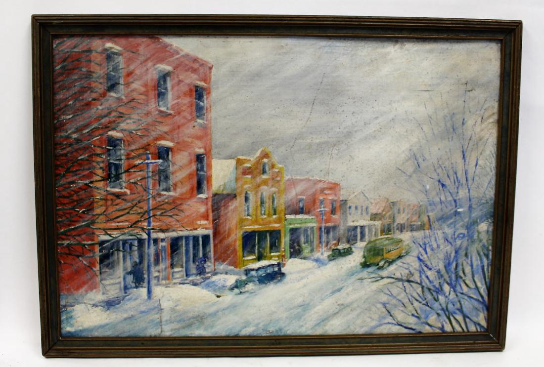 F. Usher Devoll(attributed to); 20thC. Oil - March: Oil on board. March Storm. Inscribed and titled on reverse; 14.75in. X 21.5in.
