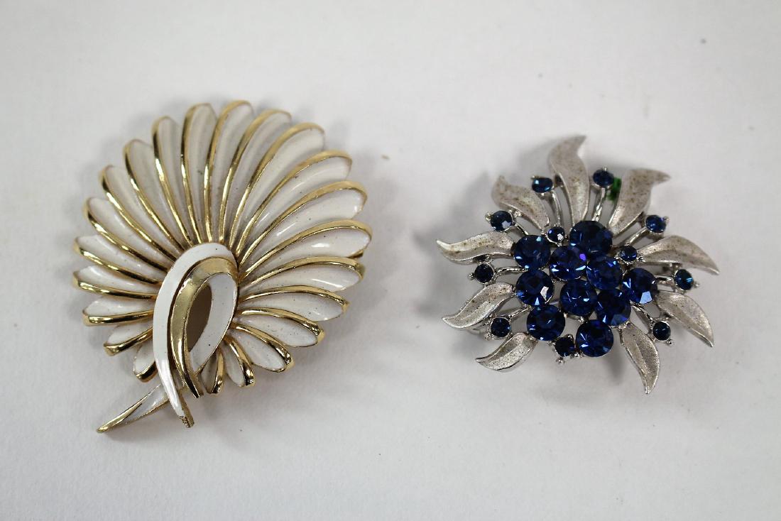 Two(2) Trifari Costume Pins: Two(2) costume jewelry pins; 1.75in. - 2.25in.