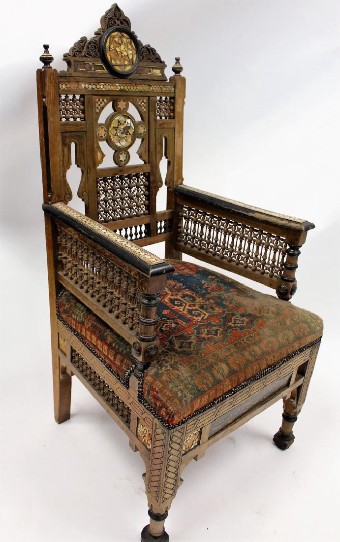 Turkish Ottoman Inlaid Wood Arm Chair (1 of 5)