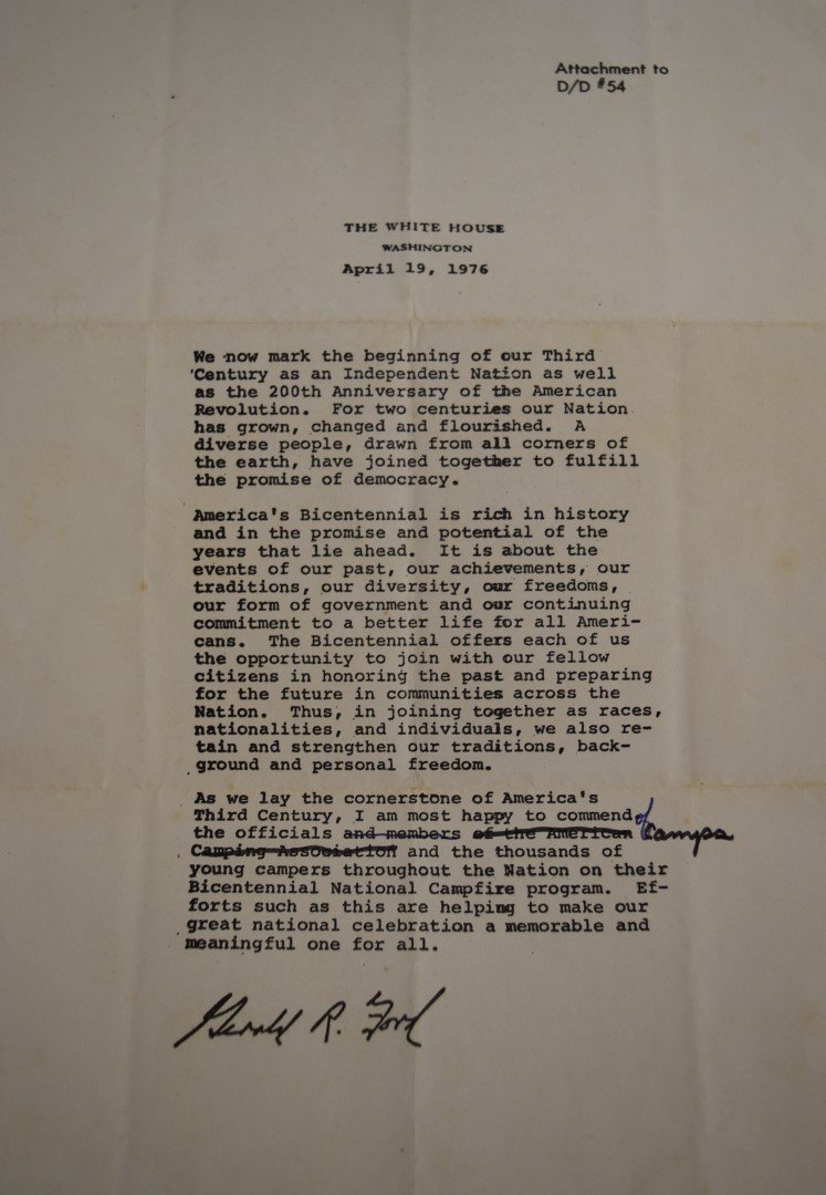 President Gerald Ford Autographed Letter, 1976 (1 of 3)