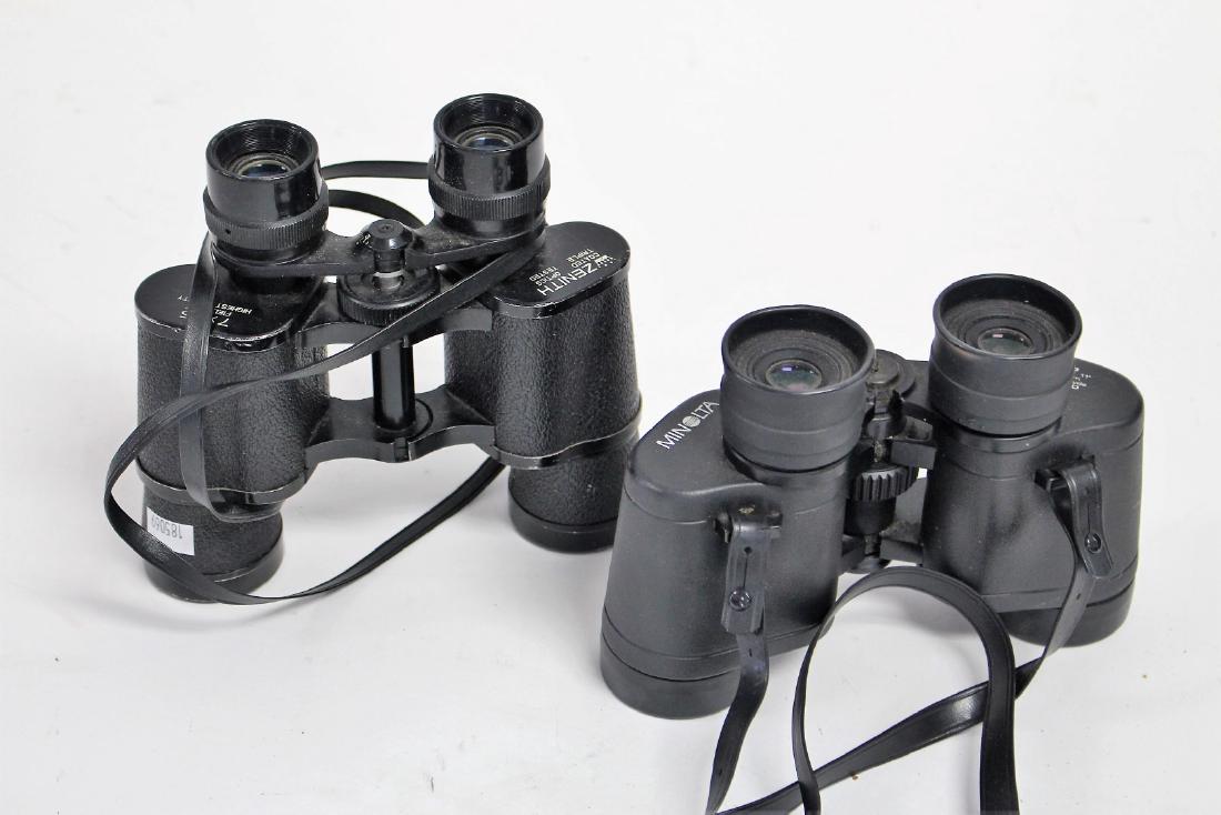 Two(2) Pair of Vintage Binoculars: Including: Minolta and Zenith; 6in. - 6.5in. #185069