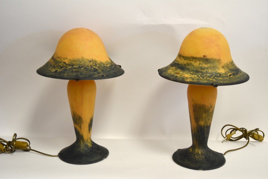 Pair of French Art Glass Boudoir Lamps (1 of 6)
