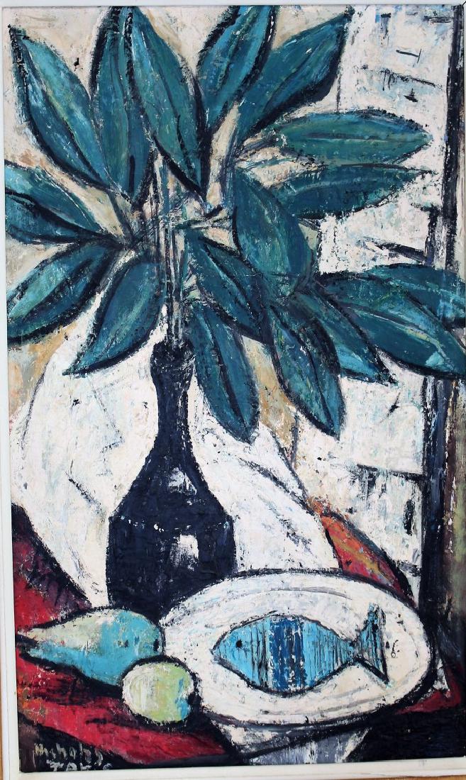 Nicholas Takis; 20thC. Modernist Oil Still Life Signed (1 of 9)