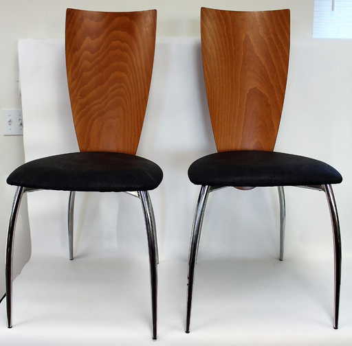 Pair Of Italian Mid Century High Back Chairs
