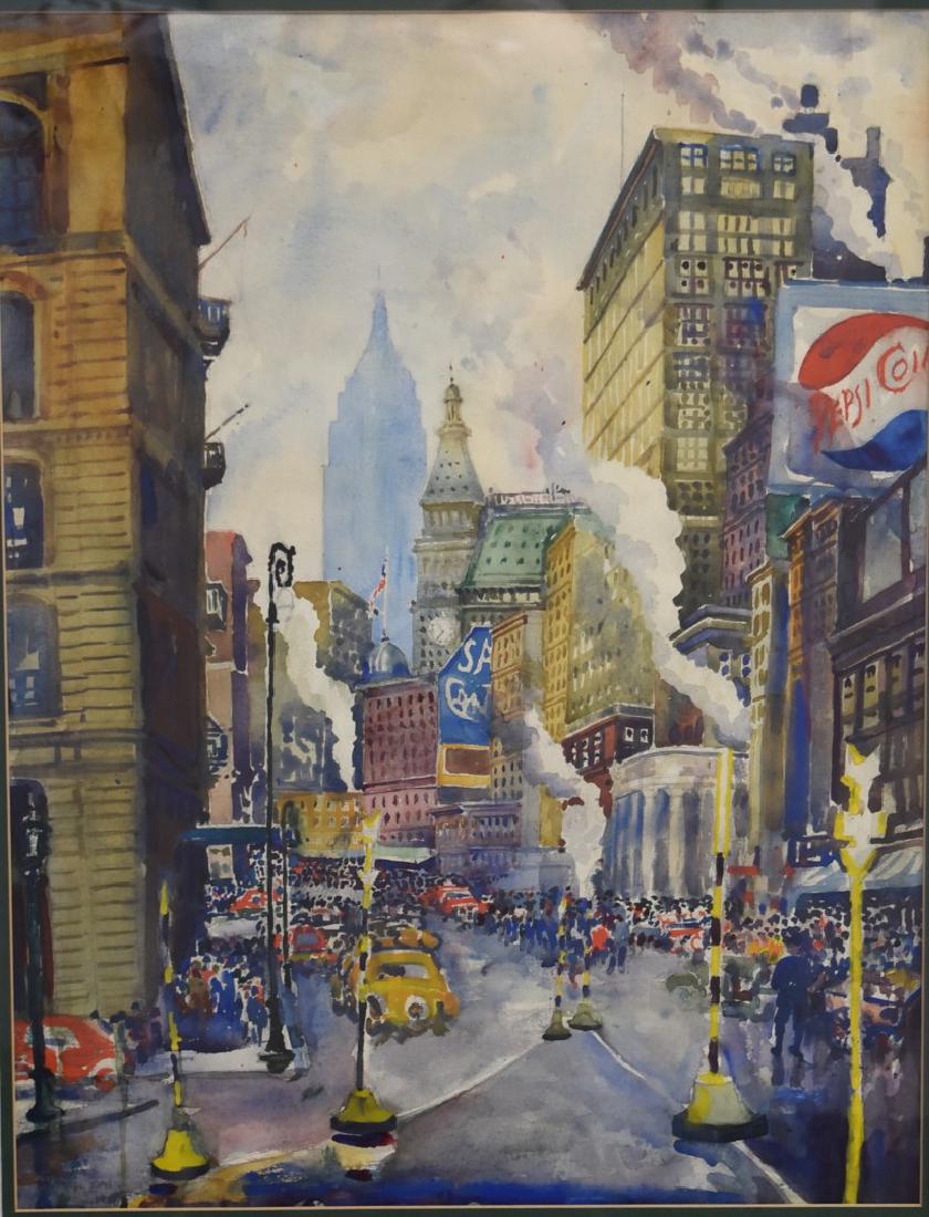 20thC. American School; Watercolor - Midtown Signed (1 of 6)