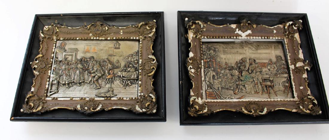 Pair of Continental Silvered Copper Relief Plaques (1 of 6)