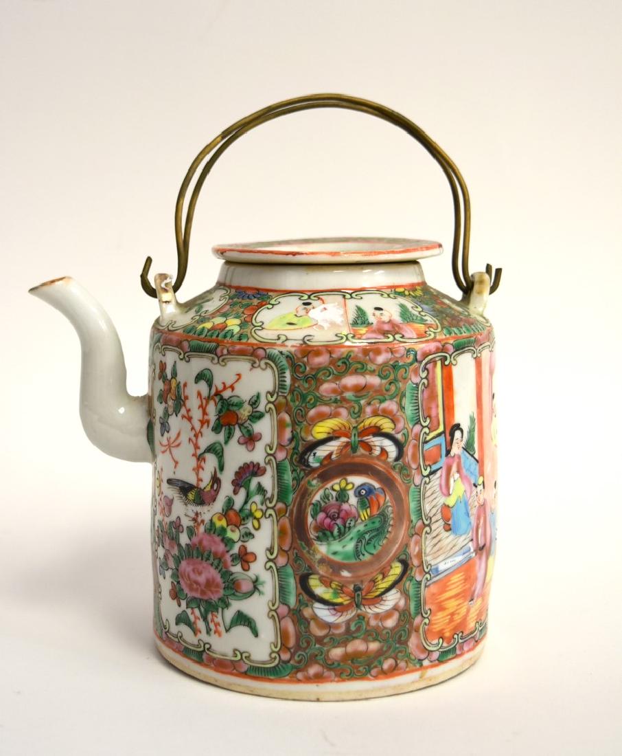 19thC. Chinese Rose Medallion Porcelain Teapot (1 of 7)