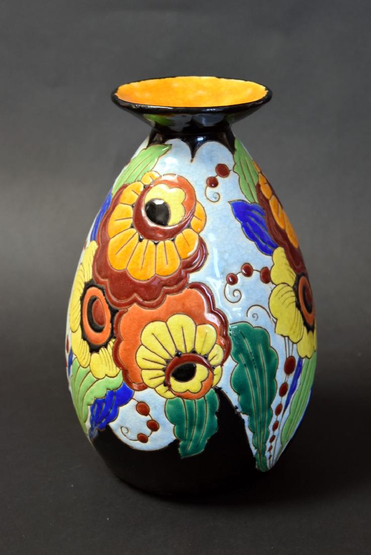 Boch Freres Keramis Art Deco Enameled Pottery Vase (1 of 7)