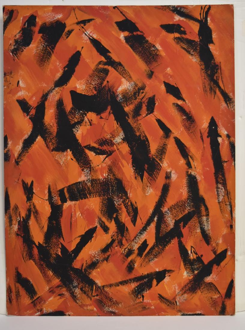 Sung-Ja Lee; 20thC. Korean Mixed Media Abstract (1 of 5)