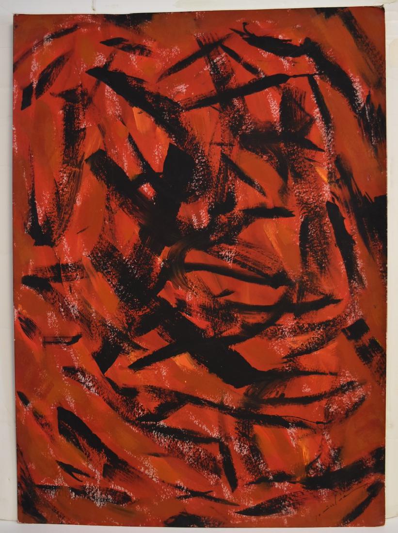 Sung-Ja Lee; 20thC. Korean Mixed Media Abstract (1 of 5)