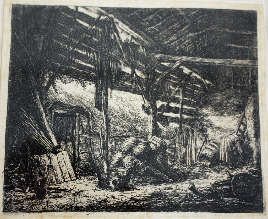 Adriaen Van Ostade; Dutch Etching - The Barn (1 of 5)