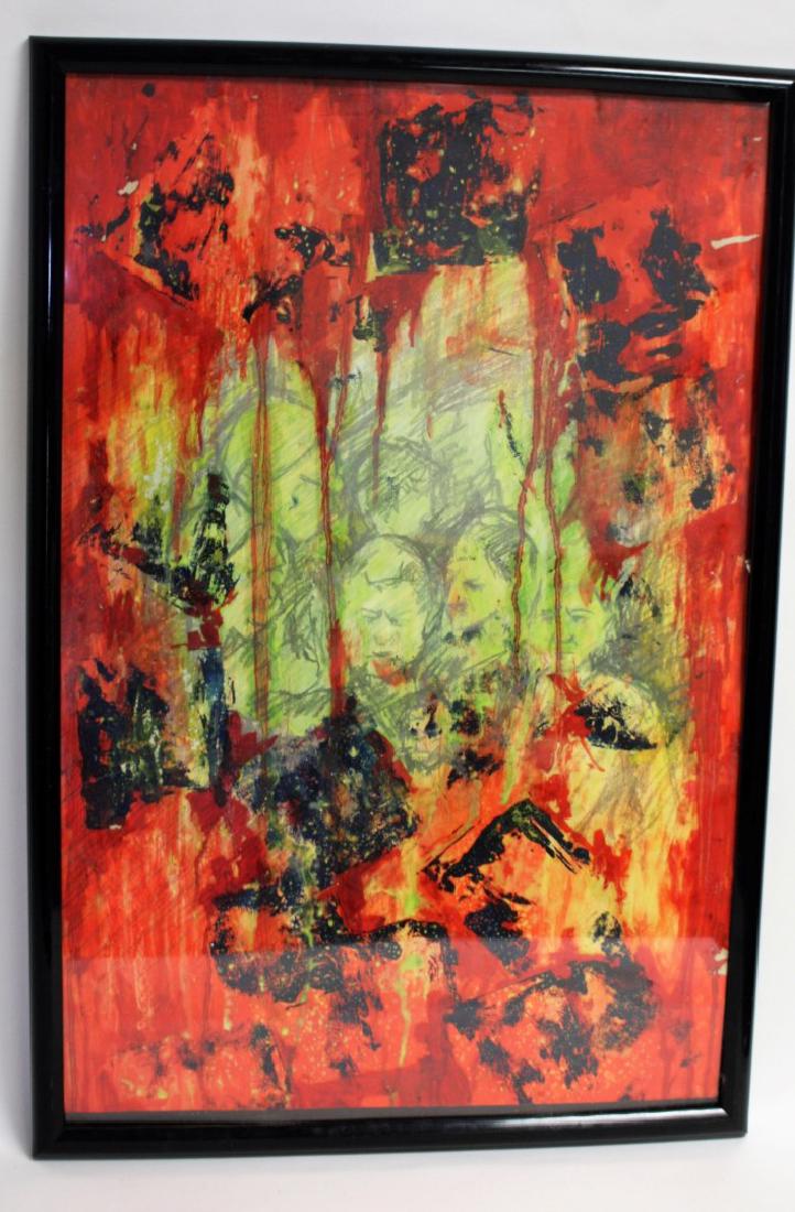 20thC. Modernist Watercolor - Abstract Faces (1 of 3)