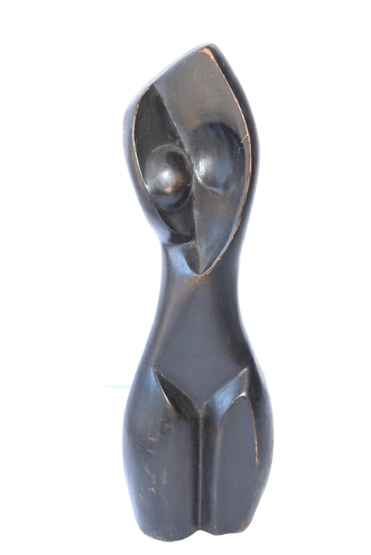 Alexander Archipenko(in the manner of); 20thC. Carved: Carved wood female nude torso. In the manner of Alexander Archipenko; 13in.H. x 4.5in.W.